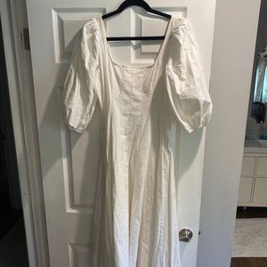 Staud Swells stretch linen & cotton white dress